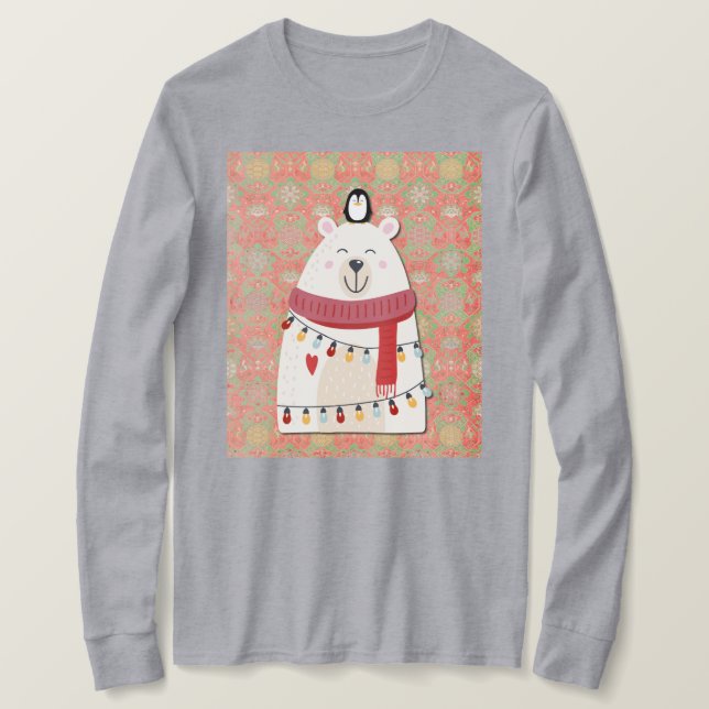 Camiseta Cute Polar Bear and Penguin Christmas Holiday (Anverso del diseño)