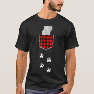 Camiseta Cute Polar Bear Peeking Out Of Buffalo Plaid Pocke
