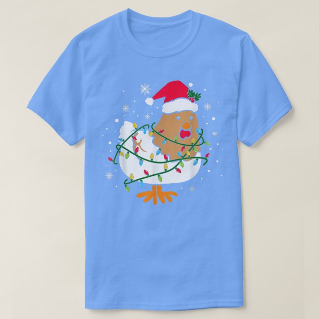 Camiseta Cute pollo Árbol de Navidad Enlumbrado Granjero L (Diseño del anverso)