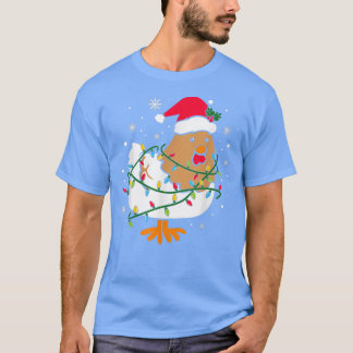 Camiseta Cute pollo Árbol de Navidad Enlumbrado Granjero L