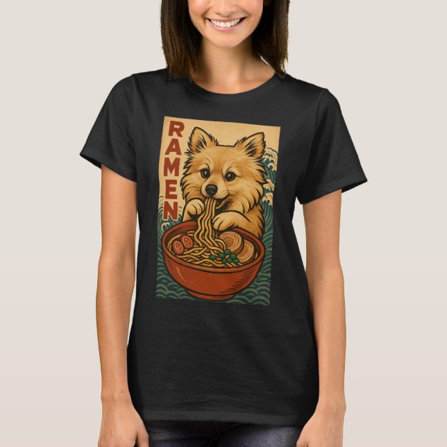 Camiseta Cute Pomchi Dog Ramen Lover (Anverso)