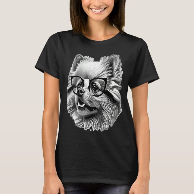 Camiseta Cute Pomeranian Dog Wearing Nerd Glasses Funny Gra (Anverso)