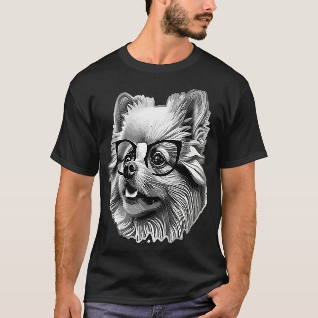 Camiseta Cute Pomeranian Dog Wearing Nerd Glasses Funny Gra (Anverso)