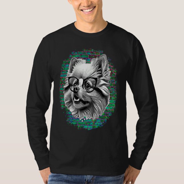 Camiseta Cute Pomeranian Dog Wearing Nerd Glasses Funny Gra (Anverso)