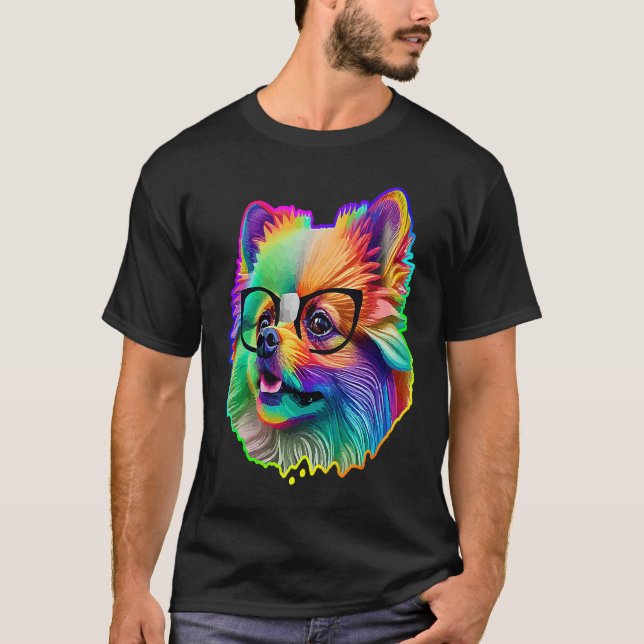 Camiseta Cute Pomeranian Dog Wearing Nerd Glasses Funny Pop (Anverso)
