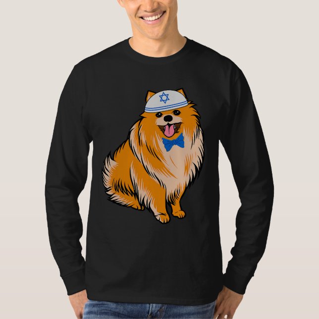 Camiseta Cute Pomeranian Hanukkah Perro gracioso (Anverso)