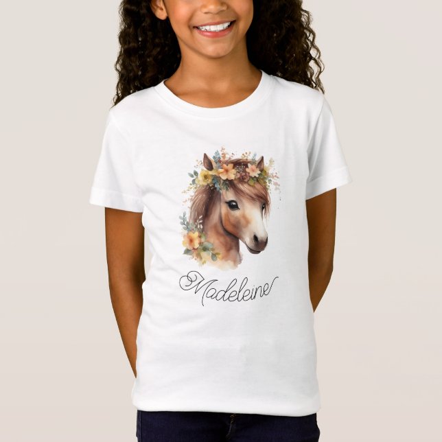 Camiseta Cute Pony Personalizado Script Nombre Caballo Ecue (Anverso)