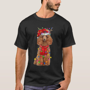 Camiseta Cute Poodle Christmas Tree Lights Dog