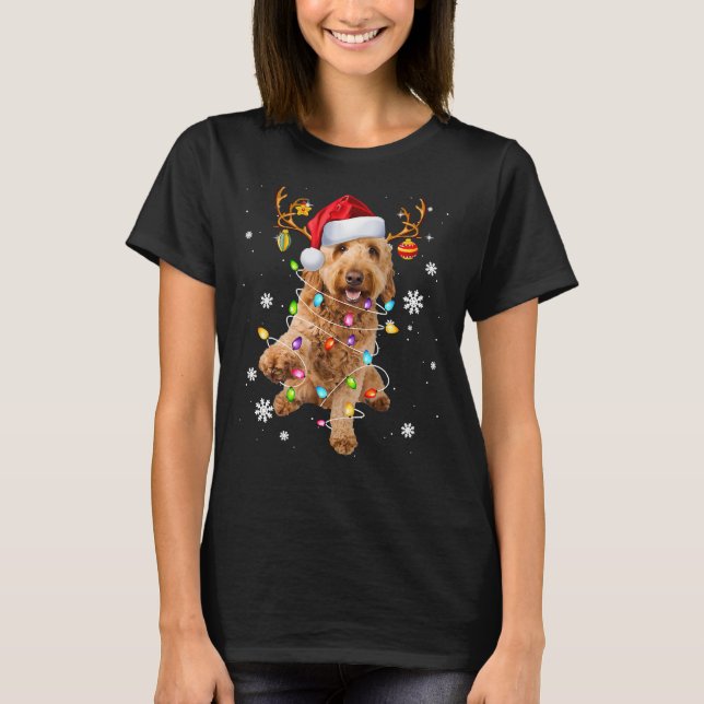 Camiseta Cute Poodle Dog Luces Santa Hater (Anverso)