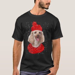 Camiseta Cute Poodle Dog Xmas Gorra Scarf Merry Christmas S