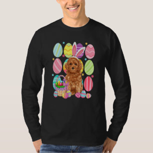 Camiseta Cute Poodle Easter Bunny Ear Colorido Huevo de Pas