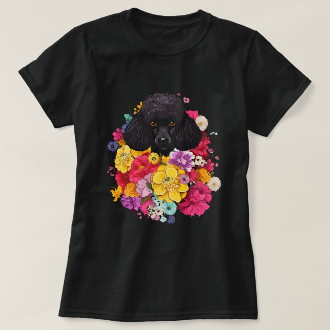 Camiseta Cute Poodle Flower Bouquet T (Diseño del anverso)