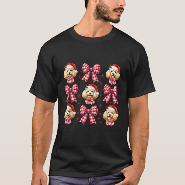 Camiseta Cute Poodle Perro Rojo Coquette Bow Navidades de (Anverso)
