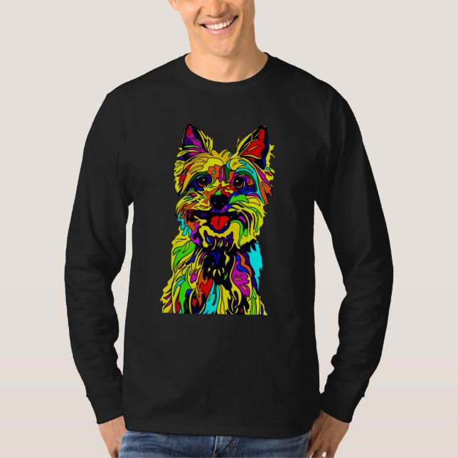 Camiseta Cute Pop Art Yorkies Yorkshire Terrier Dog Dueño (Anverso)