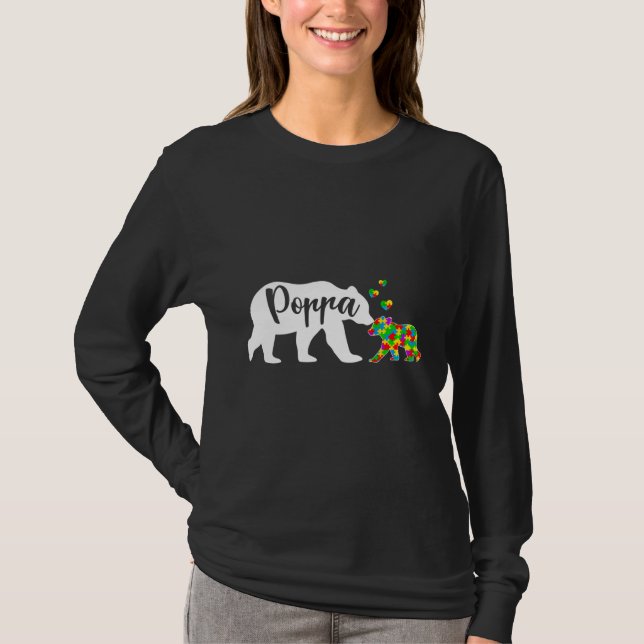 Camiseta Cute Poppa Bear Autism Awareness Family Support Au (Anverso)
