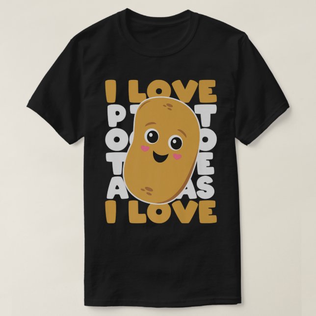 Camiseta Cute Potato Kawaii Style I Love Potatoes Vegetaria (Diseño del anverso)