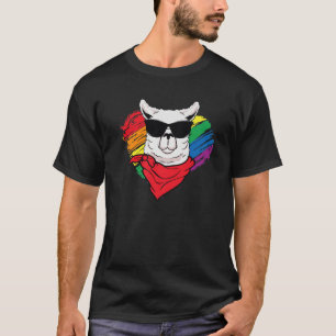 Camiseta Cute Pride Llama Sunglasses Funny LGBRainbow