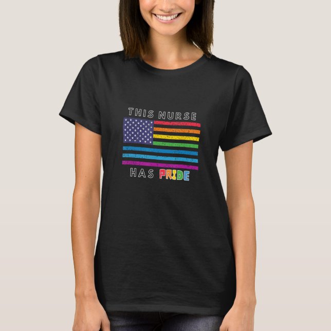 Camiseta Cute Pride Nurse Graphic Flag  LGBTQ Support Wear (Anverso)
