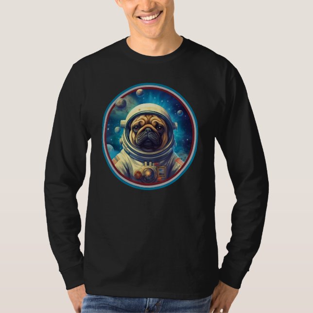 Camiseta Cute Pug Astronaut In Space Suit Galaxy Dog Design (Anverso)
