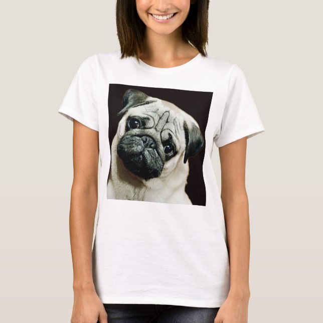Camiseta Cute Pug Black White Style T-Shirt (Anverso)
