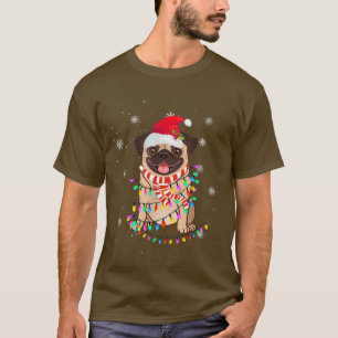 Camiseta Cute Pug Christmas Dog Lights Christmas