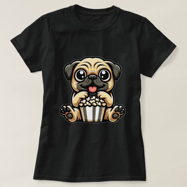 Camiseta Cute Pug come Carnavales de cine Popcorn Costum (Diseño del anverso)