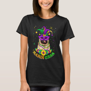 Camiseta Cute Pug de Mardi Gras Padre Perro Madre Collar de
