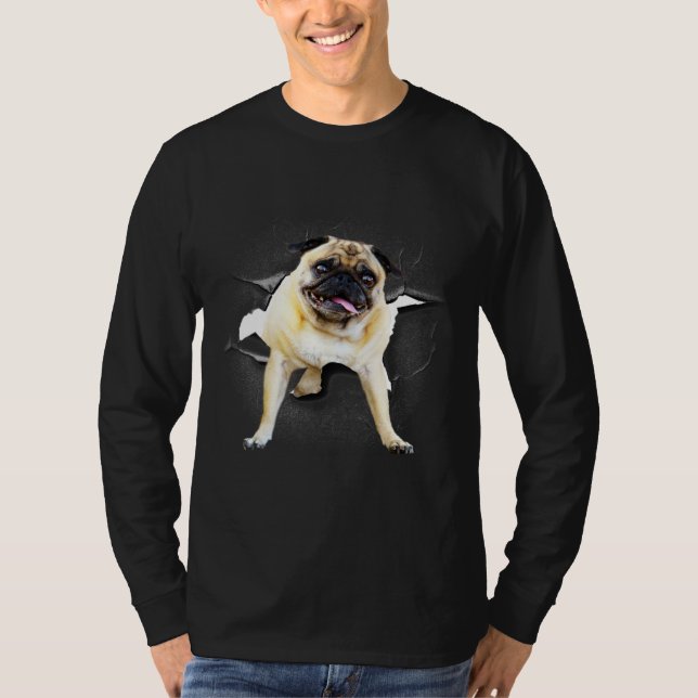 Camiseta cute pug dog that bumps head cracked wall (Anverso)