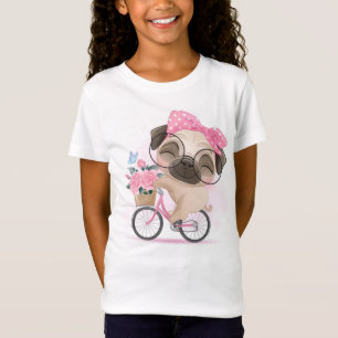 Camiseta Cute Pug en bicicleta