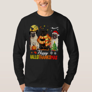 Camiseta Cute Pug Feliz Hallothanksmas Halloween Día de Acc