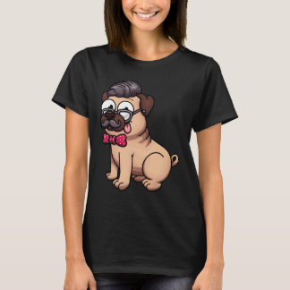 Camiseta Cute Pug Hipster Clásico 602