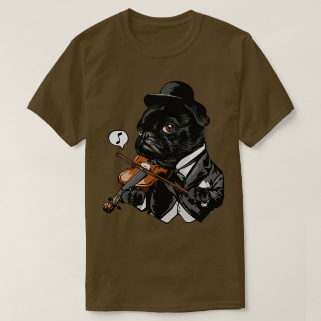 Camiseta Cute Pug Jugando El Violín (Diseño del anverso)