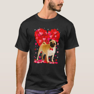 Camiseta Cute Pug Perro Día de San Valentín Corazón Amante