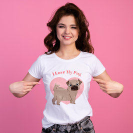 Camiseta Cute Pug Puppy "Amo Mi Pug"