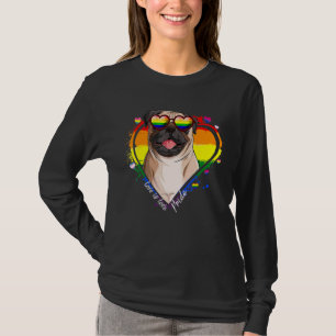 Camiseta Cute Pug Rainbow Heart Gay Pride Lgbt Dog