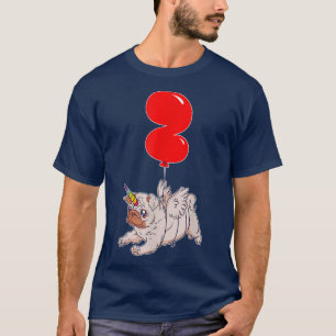Camiseta Cute Pug Unicornio2BirthdayKids Fiesta globo