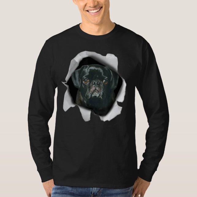 Camiseta Cute Pug Y Wallpaper Perro Cachorros Hombres Mujer (Anverso)