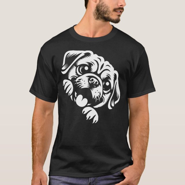 Camiseta Cute Puggle Peeking Dog Graphic Design (Anverso)