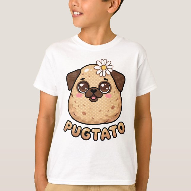 Camiseta Cute Pugtato Funny Pug Potato Pun Kawaii Kids T-Sh (Anverso)