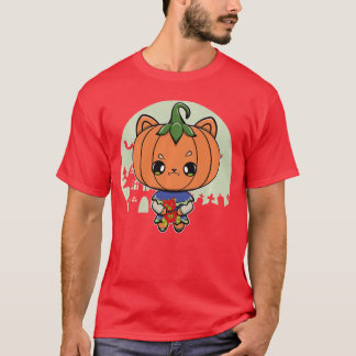 Camiseta Cute Pumpkin Cat And Horroreddy Bear For Halloween