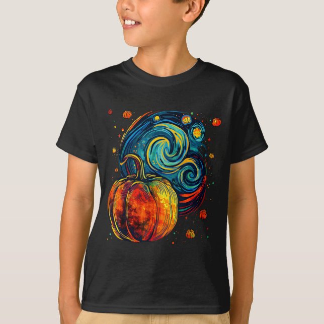 Camiseta Cute Pumpkin Halloween Thanksgiving Starry Night V (Anverso)