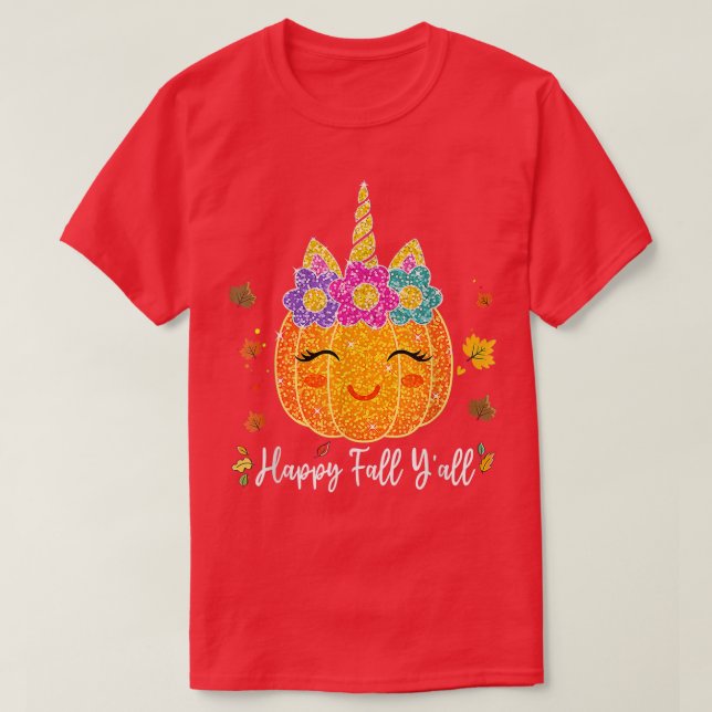 Camiseta Cute Pumpkin Unicorn Halloween Thanksgiving  (Diseño del anverso)