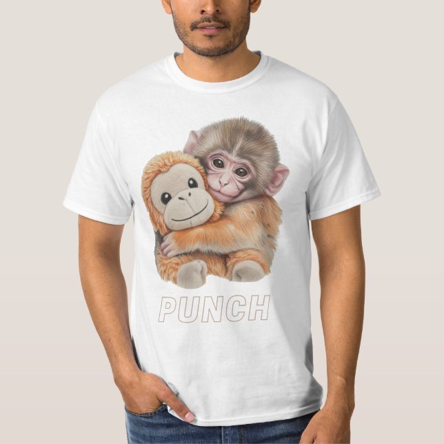 Camiseta Cute punch Baby Monkey Hugging Plush Toy Punch (Anverso)