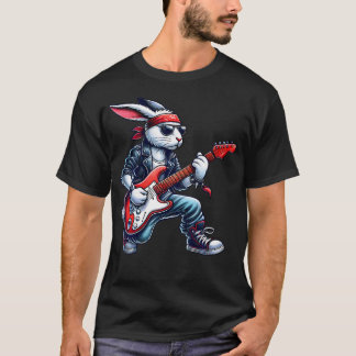 Camiseta Cute Punk Rabbit Rock'N Roll Goth Guitar Kids Rock