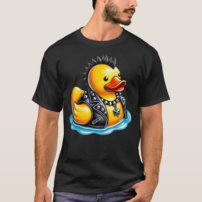 Camiseta Cute Punk Rubber Duck Rock'n Roll Goth, Funny Duck (Anverso)
