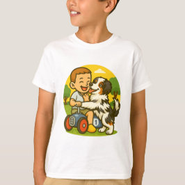 Camiseta Cute Puppy and Kid Playtime