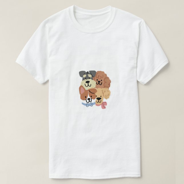 Camiseta Cute Puppy Faces Pattern Art (Diseño del anverso)
