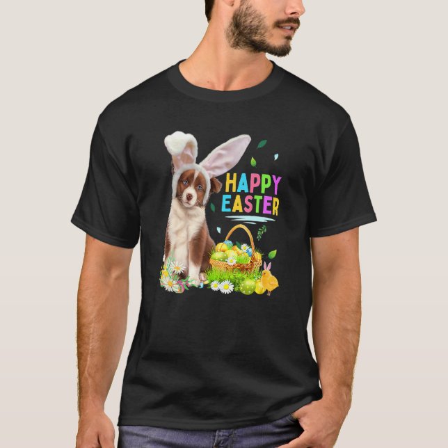 Camiseta Cute Puppy Happy Easter Dog Bunny Y Eggs Kids Wo (Anverso)