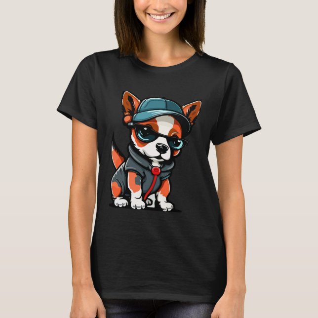 Camiseta Cute Puppy With Sunglasses  2 (Anverso)