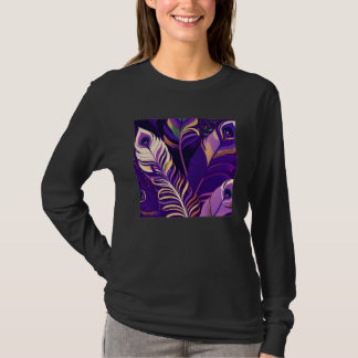 Camiseta Cute Purple Peacock Feathers Illustration Birds Wo